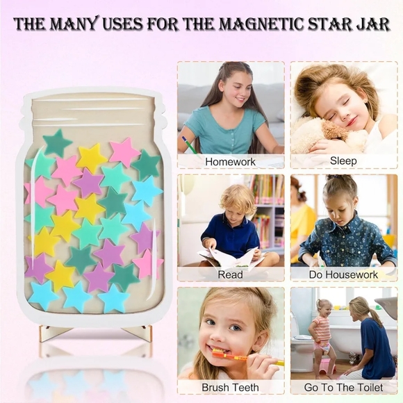 Stars Magnetic Jar,Reward Kids Star Jars, Magnetic Reward Star Jar for Classroom - Picture 5 of 7